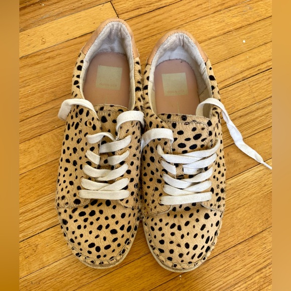 Leopard Animal Print Genuine Cow Hide Leather Dolce Vita Sneakers Espadrille 7.5 - Picture 7 of 10